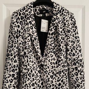 H&M Monochrome Leopard Print Blazer Sz 6 New w/Tag